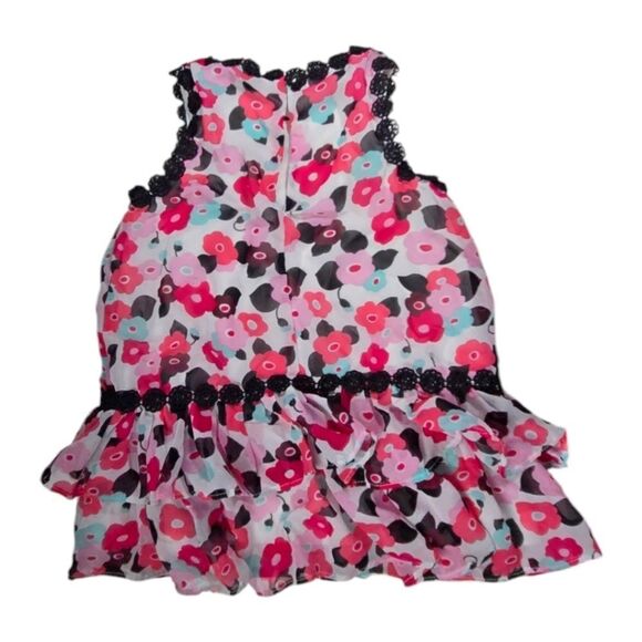 Kate Spade Pink Floral Baby Girl Dress 12M Ruffle Chiffon Lace Designer Fashion - Picture 2 of 7